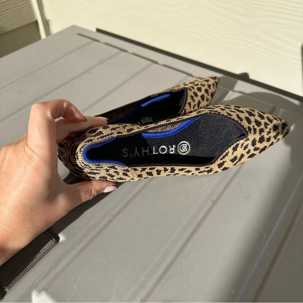 Rothy’s Pointed Toe Flats Leopard Print Casual Comfort Size 6.5 Women’s - Picture 9 of 10